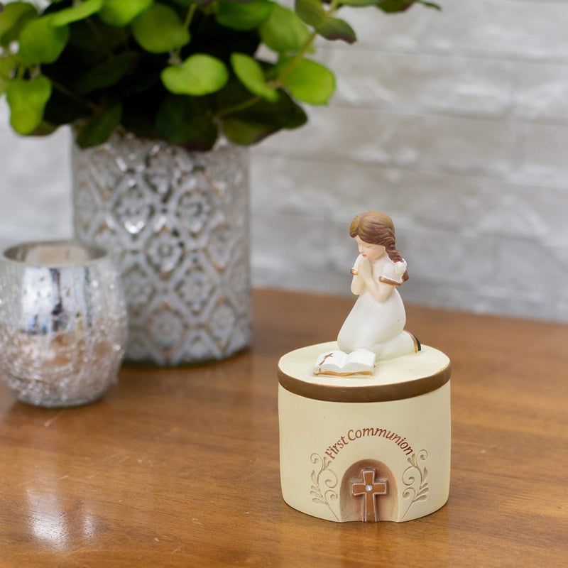 Dicksons First Communion Praying Girl Resin Stone 5 Inch Keepsake Box - Image 2