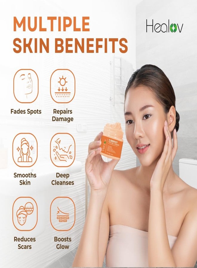 Healov Carrot Cream - Skin Brightening Cream for Age Spots, Hyperpigmentation, Intimate Areas - Dark Spot Remover, Reduces Acne, Scars, & Evens Tone - Anti-Aging Face & Body Lotion for Brighter, Glowing Look - Image 3