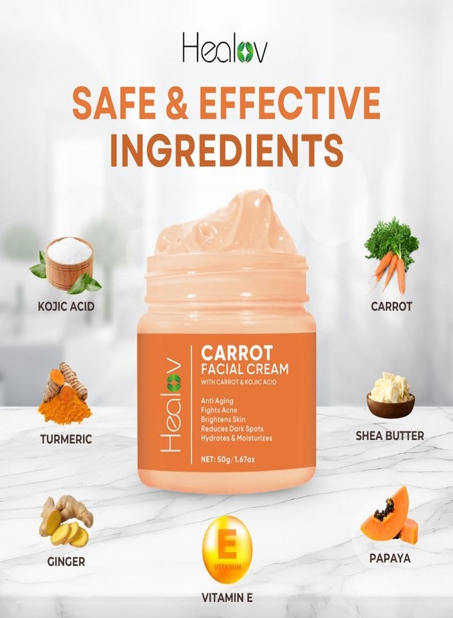 Healov Carrot Cream - Skin Brightening Cream for Age Spots, Hyperpigmentation, Intimate Areas - Dark Spot Remover, Reduces Acne, Scars, & Evens Tone - Anti-Aging Face & Body Lotion for Brighter, Glowing Look - Image 5