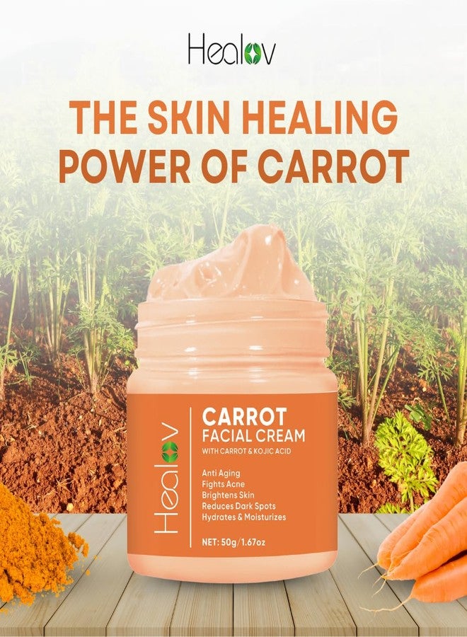 Healov Carrot Cream - Skin Brightening Cream for Age Spots, Hyperpigmentation, Intimate Areas - Dark Spot Remover, Reduces Acne, Scars, & Evens Tone - Anti-Aging Face & Body Lotion for Brighter, Glowing Look - Image 2