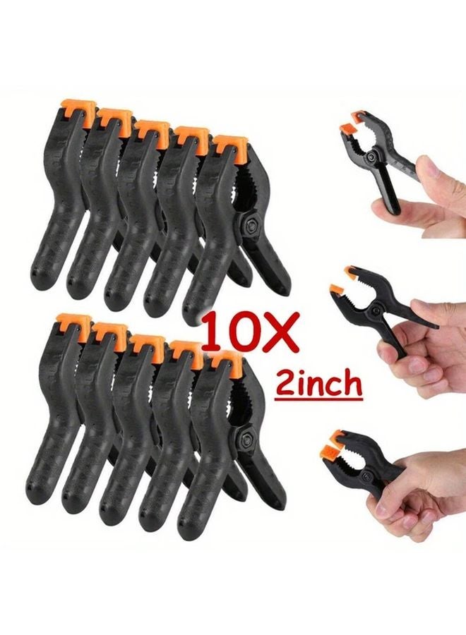 10pcs Heavy Duty Plastic Spring Clamps With Bright Orange Non Slip Grips - Image 3
