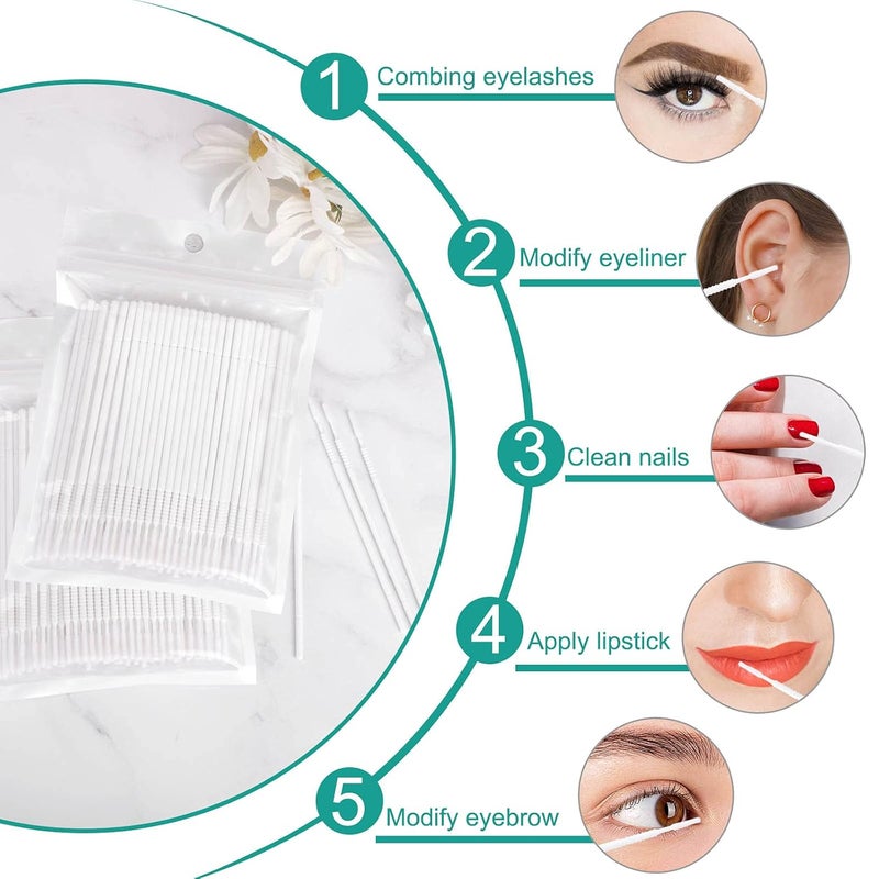Dming 200PCS Micro Applicators Brushes Mini Cotton Swabs Remove Grafted Eyelash Glue Dedicated Brush Disposable Microswabs for Eyelash Extensions Make up and Lash Clean and Personal Care (White 1) - Image 4