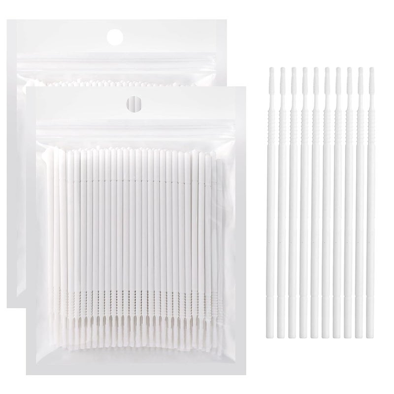 Dming 200PCS Micro Applicators Brushes Mini Cotton Swabs Remove Grafted Eyelash Glue Dedicated Brush Disposable Microswabs for Eyelash Extensions Make up and Lash Clean and Personal Care (White 1) - Image 1
