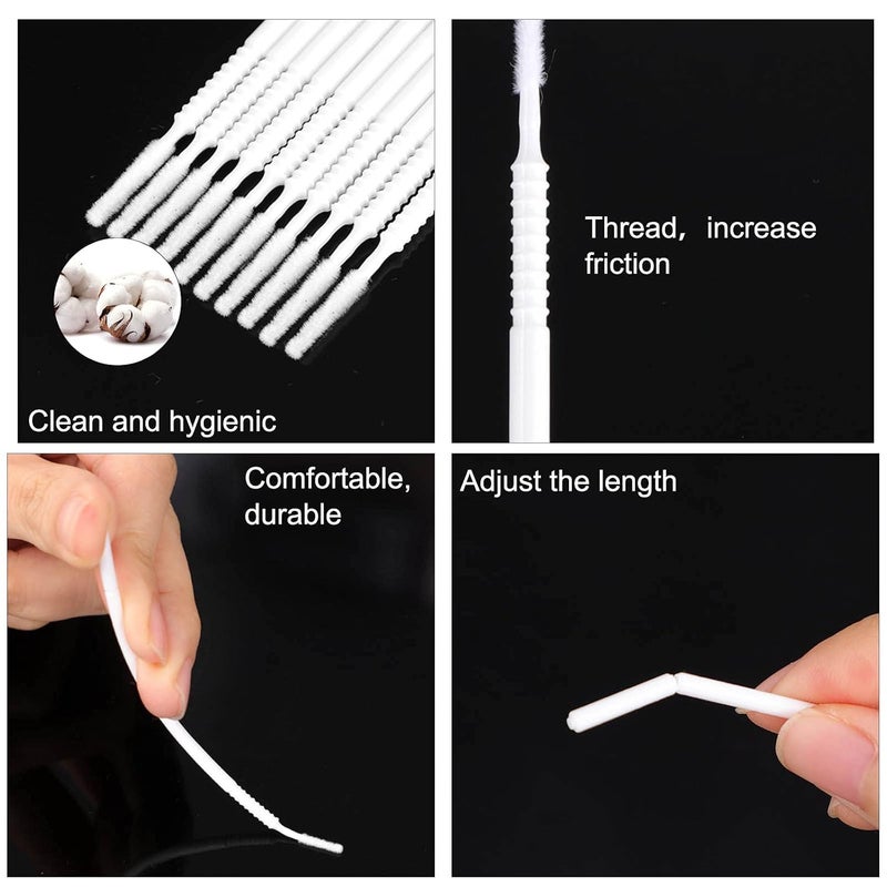Dming 200PCS Micro Applicators Brushes Mini Cotton Swabs Remove Grafted Eyelash Glue Dedicated Brush Disposable Microswabs for Eyelash Extensions Make up and Lash Clean and Personal Care (White 1) - Image 3