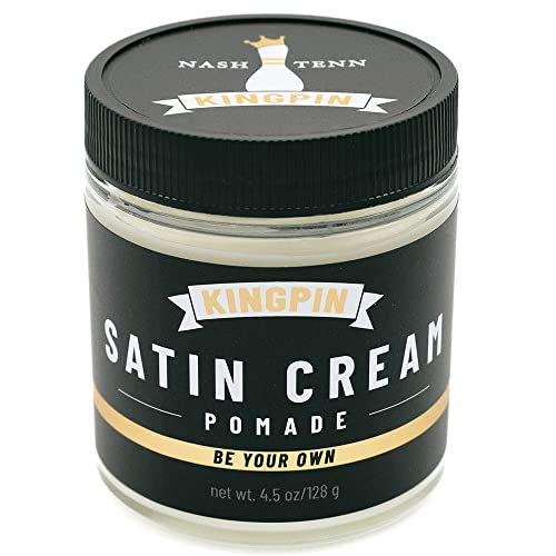 KINGPIN Satin Cream Hair Wax for Smooth Styling - Medium Hold & Natural Finish - Lightweight, Non-Greasy Hair Pomade for Men, All-Day Control & Texture - 4.5oz - Image 1