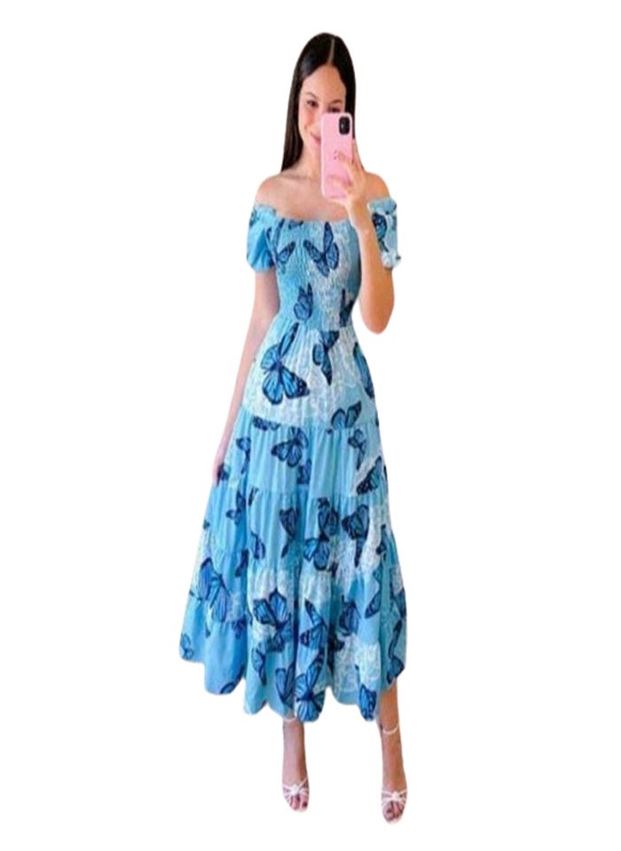 Generic - Women's Long Dress - Sky Color - Image 1