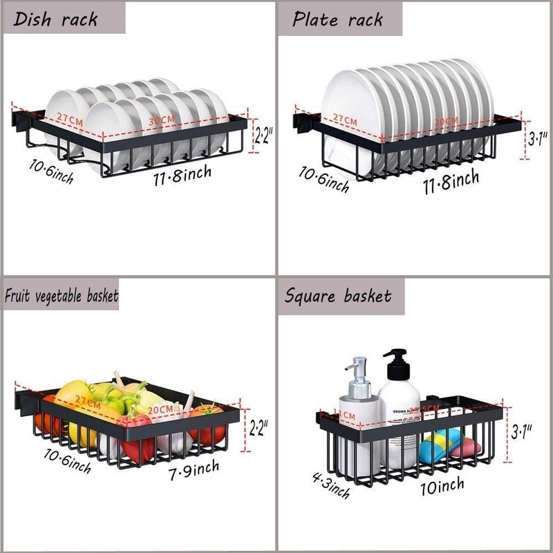 Derovan Stainless Steel Over‑Sink Dish Drying Rack 85 cm (Black) – Heavy‑Duty Carbon Steel, Double‑Tier Drainer with Utensil & Chopstick Holders – Space‑Saving Kitchen Organizer - Image 3