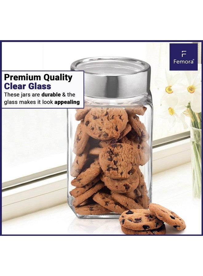 Femora Femora Transperent Glass Jars for Kitchen| Kitchen Storage Jars| Steel Lid Glass Jars| 1 Year Warranty| Airtight| Jars for Snacks, Fry Food, Masala, Spice, Pickles, Cookies| 2000ml| Set of 4 - Image 5