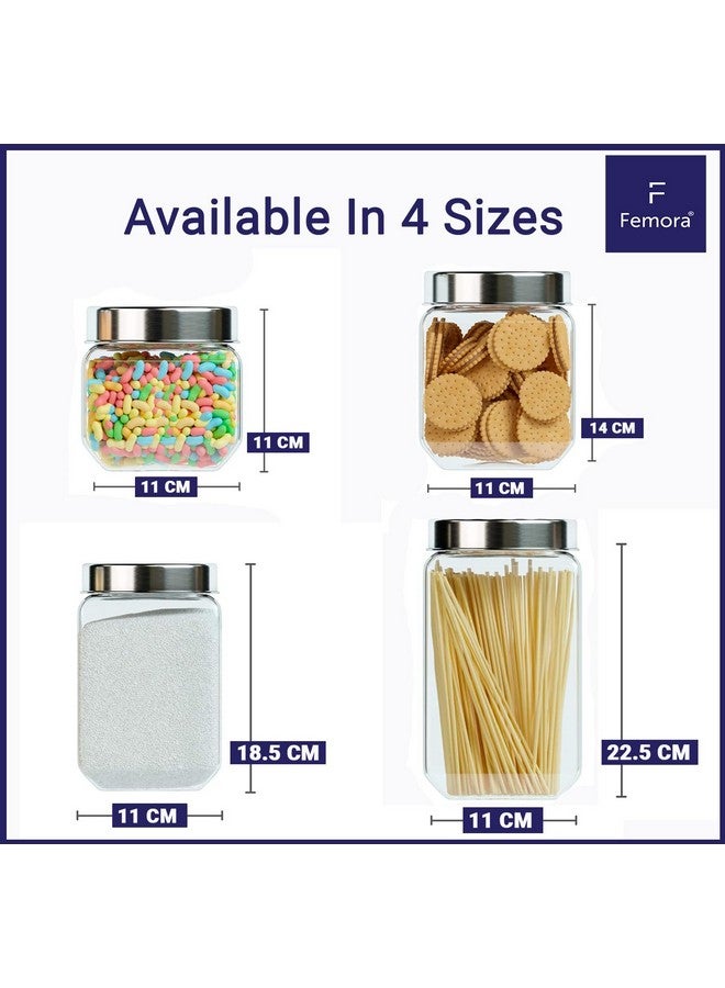 Femora Femora Transperent Glass Jars for Kitchen| Kitchen Storage Jars| Steel Lid Glass Jars| 1 Year Warranty| Airtight| Jars for Snacks, Fry Food, Masala, Spice, Pickles, Cookies| 2000ml| Set of 4 - Image 3