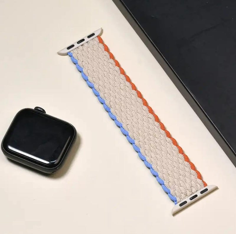 Braided Solo Loop Nylon Strap for Apple Watch, Elastic Bracelet for Series Ultra 2 | 9 | 8 Ultra | 8 | 7 | 6 | 5 | 4 | 3 | SE with metal connectors - Image 3