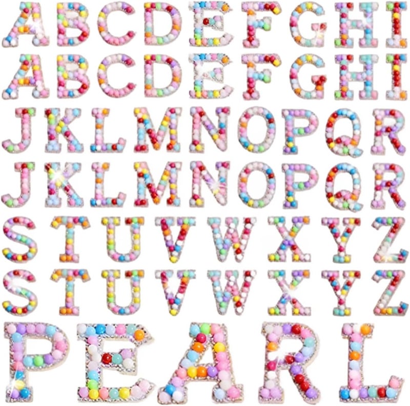 Rhinestone Letter Patches: Multicolor Crafts, 26 Pieces - Image 1