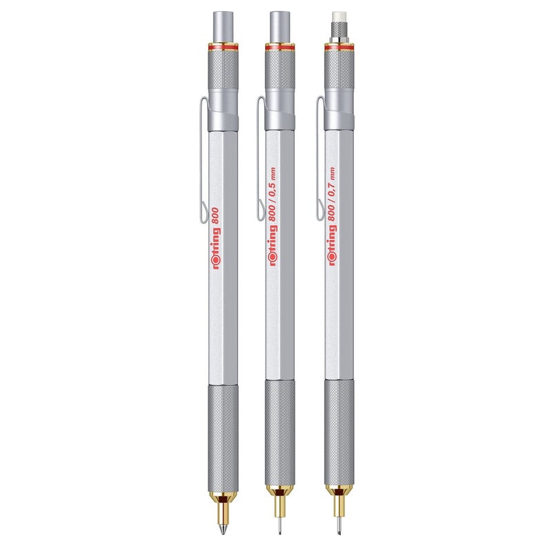 Rotring 800 Retractable Ballpoint Pen, Medium Point, Silver - Image 5