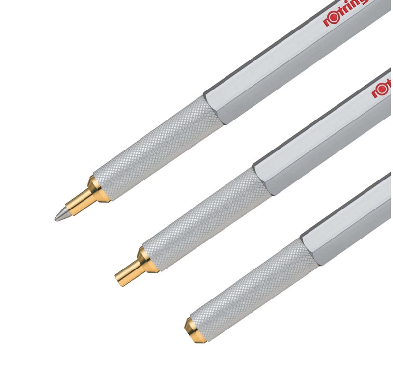 Rotring 800 Retractable Ballpoint Pen, Medium Point, Silver - Image 3