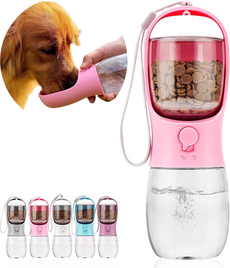 AVELORA Dog Water Bottle,Portable Pet Water Bottle with Food Container,Outdoor Portable Water Dispenser for Cat,Puppy,Pets for Walking,Hiking,Travel,Puppy Essentials,Dog Stuff(10oz) - Image 1