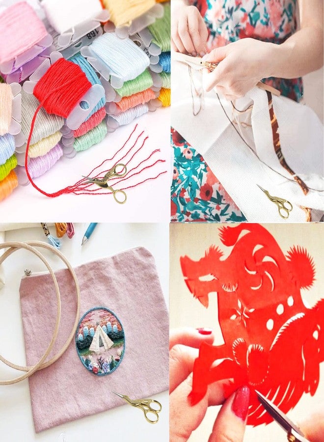 BIHRTC 3.6inch Little Embroidery Scissors Sharp Stainless Steel Tip Cross Stitch Scissors for Office Home Manual Sewing Handicraft DIY Tool Art Work Needlepoint Crochet Vintage Detail Shears - Image 5