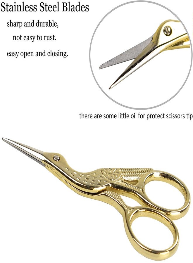 BIHRTC 3.6inch Little Embroidery Scissors Sharp Stainless Steel Tip Cross Stitch Scissors for Office Home Manual Sewing Handicraft DIY Tool Art Work Needlepoint Crochet Vintage Detail Shears - Image 3