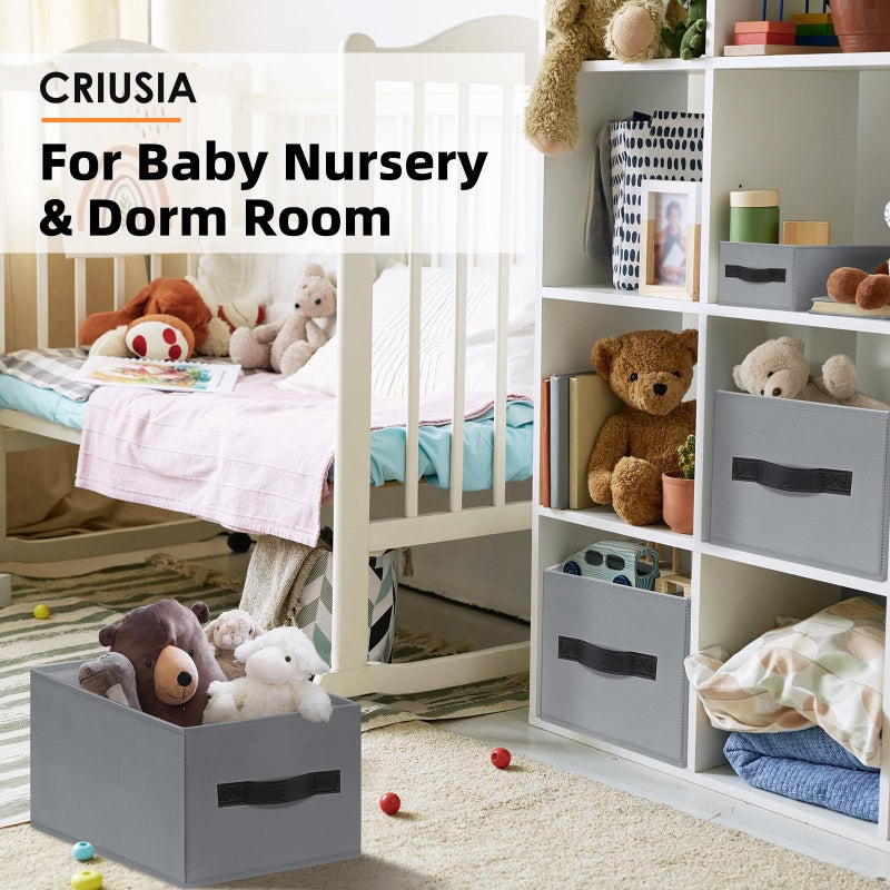 Criusia 7 Pack Closet Organizers Bins, 2 Sizes Closet Shelf Organizer with Handles - Fabric Home Organization and Storage Baskets for Organizing Clothes Toys Blanket Towel Purse - Image 4