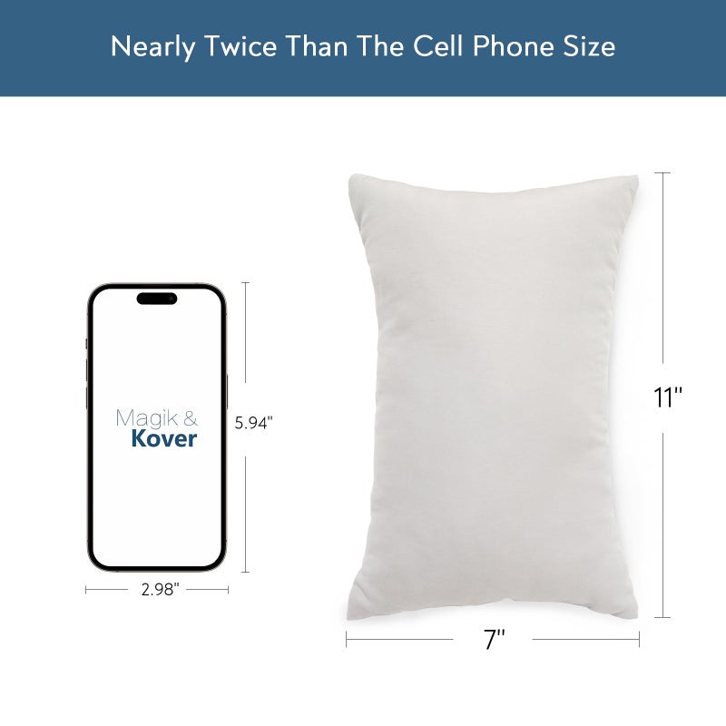 Magik & Kover Small Pillow Mini Pillow for Travel 2 Pack, 11" x 7" Tiny Pillows with Name Tag, Travel and Sleep, Small Rectangular for Neck, Lumbar, Back, Pet Dogs, Grey - Image 3