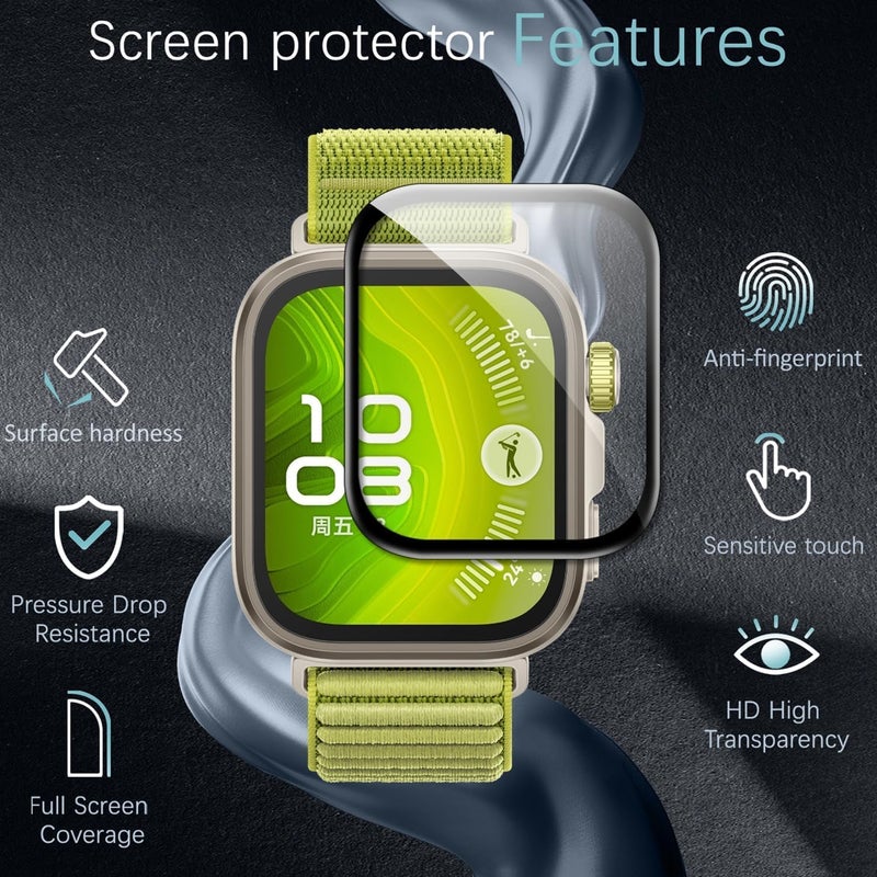 Ahlan Upgrade [4 Pack] Screen Protector Compatible with HUAWEI Watch FIT 4, 3D Full Coverage lexible TPU Smartwatch Protective Film, Anti-scratch, HD Clear (For Watch Fit 4) - Image 3