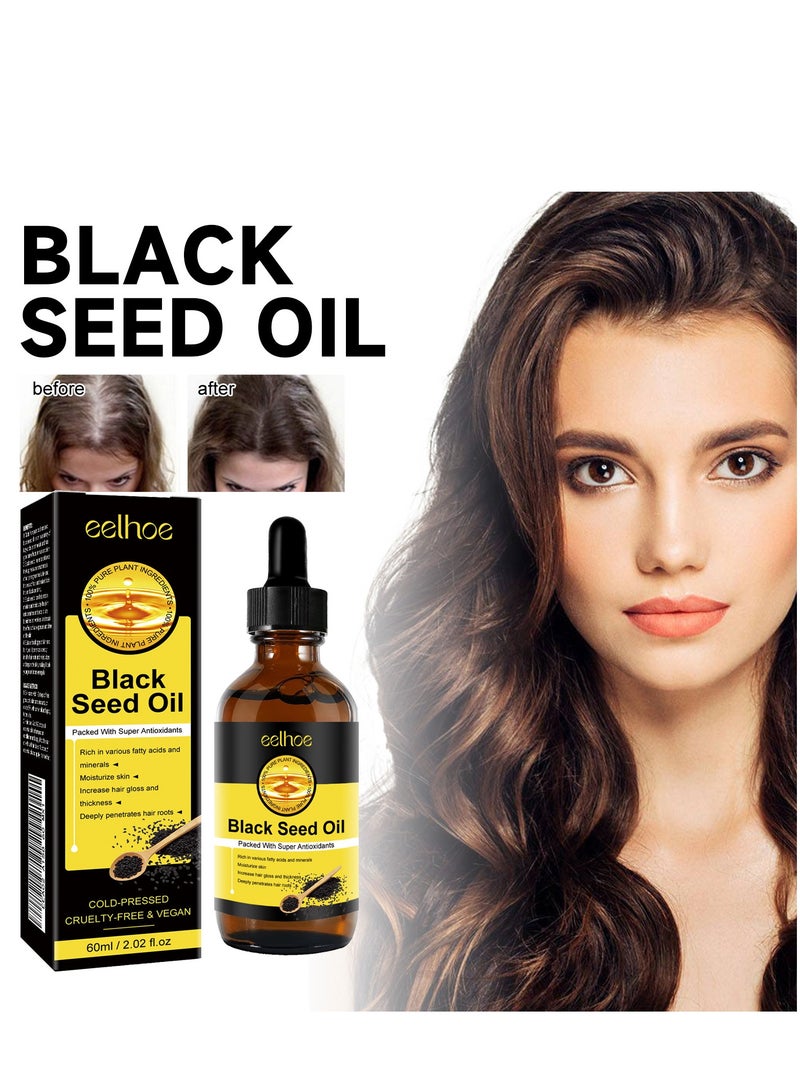 إيلهو Organic Black Seed Oil, Cold Pressed Black Seed Oil for Hair, Black Seed Oil Drops for Face, Natural Black Seed Oil, Black Currant Seed Oil, Black Cumin Seed Oil, Black Seed Oil for Skin 60ml - Image 2