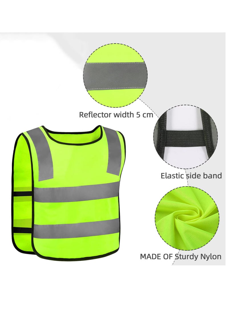SOLARAE Children's Safety Vest Set - 2pcs Reflective Neon Yellow Vests for Better Visibility in Traffic, Ideal for Biking Ages 3-12 Years. - Image 1