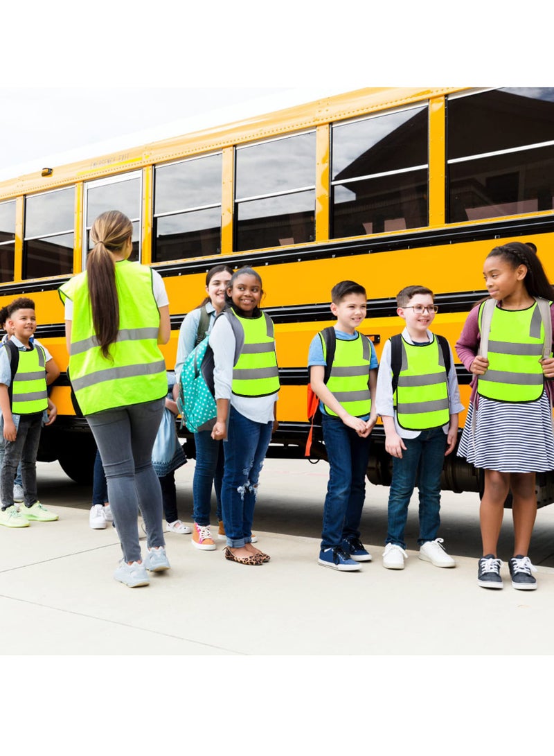 SOLARAE Children's Safety Vest Set - 2pcs Reflective Neon Yellow Vests for Better Visibility in Traffic, Ideal for Biking Ages 3-12 Years. - Image 5