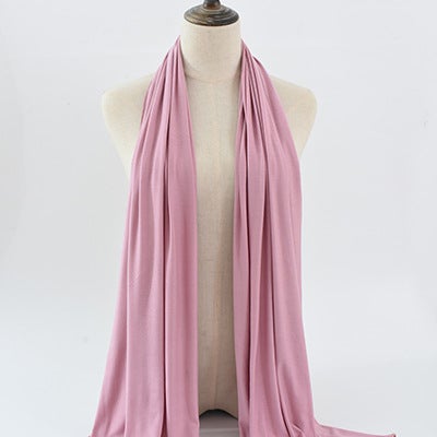 Cross-border solid color rayon sweat cloth ethnic women scarf mercerized cotton jersey headscarf long scarf wholesale 20# dark powder 