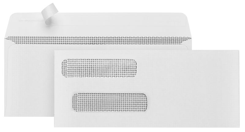 Blue Summit Supplies 500#8 Self Seal Double Window Security Envelopes Designed for QuickBooks Checks - Computer Printed Checks - 3 5/8 X 8 11/16 (Not for Invoices) - Image 1