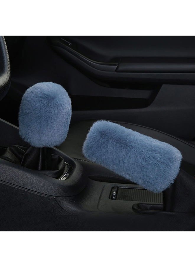 EGBANG 6pcs in 1 Set Soft Fluffy Car Steering Wheel Cover Faux Wool Auto Center Armrest Cove & Gear Shift Cover & Handbrake Cover & 2pcs Seat Belt Shoulder Pads Warm Winter Universal Fit for 15 Inch - Image 3