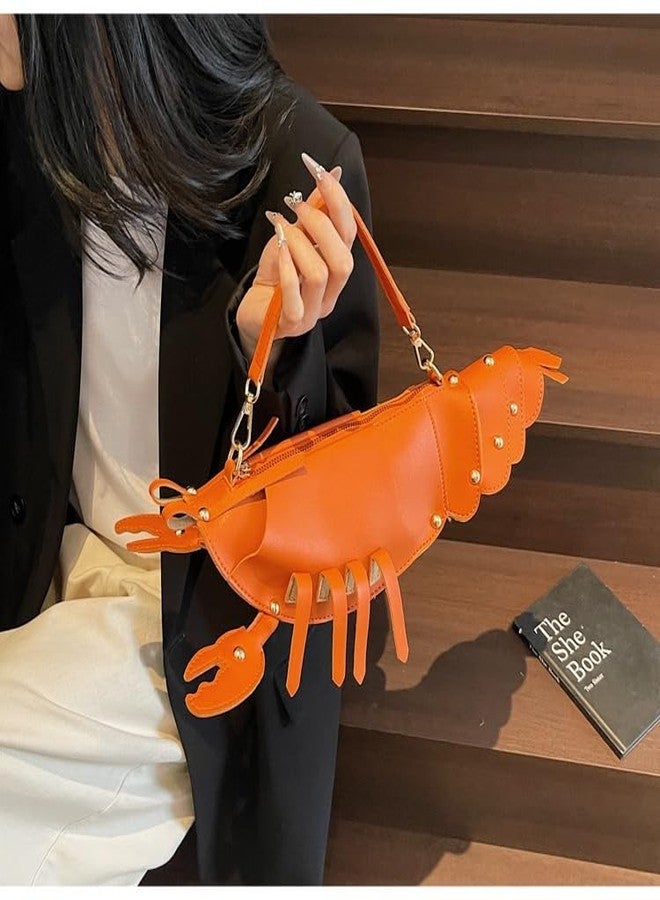 Ueeksry Cute 3D Lobster Shoulder Bag Crossbody Bag, Novelty Purse, Unique Animals Shaped Handbag - Orange - Image 2