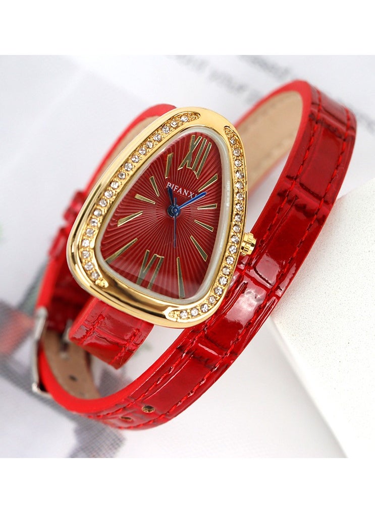 BIFANXI Women's Diamond-Encrusted Snake Watch, Elegant Leather Watch, Creative Quartz Watch And Versatile Bracelet Watch Black  - Image 2