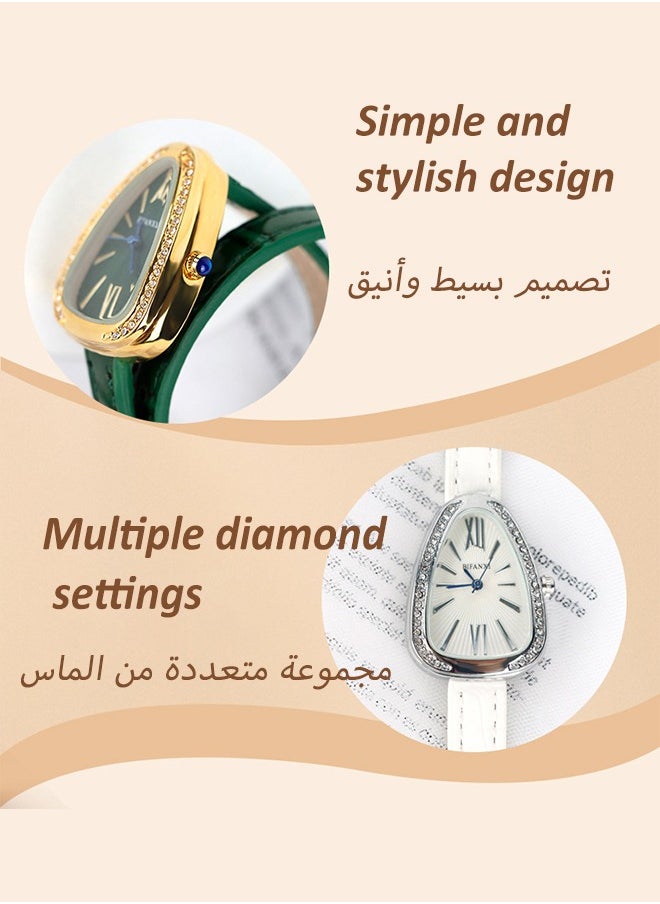 BIFANXI Women's Diamond-Encrusted Snake Watch, Elegant Leather Watch, Creative Quartz Watch And Versatile Bracelet Watch Black  - Image 4