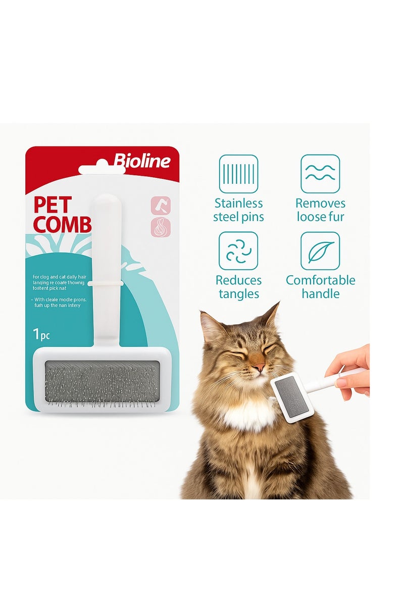 بايولاين مشط الحيوانات الأليفة بيولاين – أبيض، الحجم الصغير (S) | لتمشيط وإزالة التشابك للقطط والكلاب الصغيرة - Image 2
