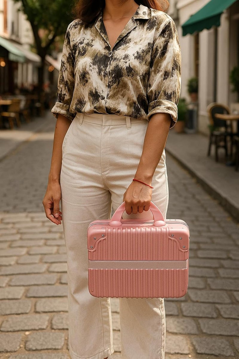 SUNBEET Makeup Case Suitcase, Mini Bag, Mini Hard Shell Travel Luggage, Women Portable Water Proof Carrying Suitcase, Organizer Bag, Small Hard Shell Cosmetic Lugge Bag, Water Proof (C-Rose-Gold) - Image 5