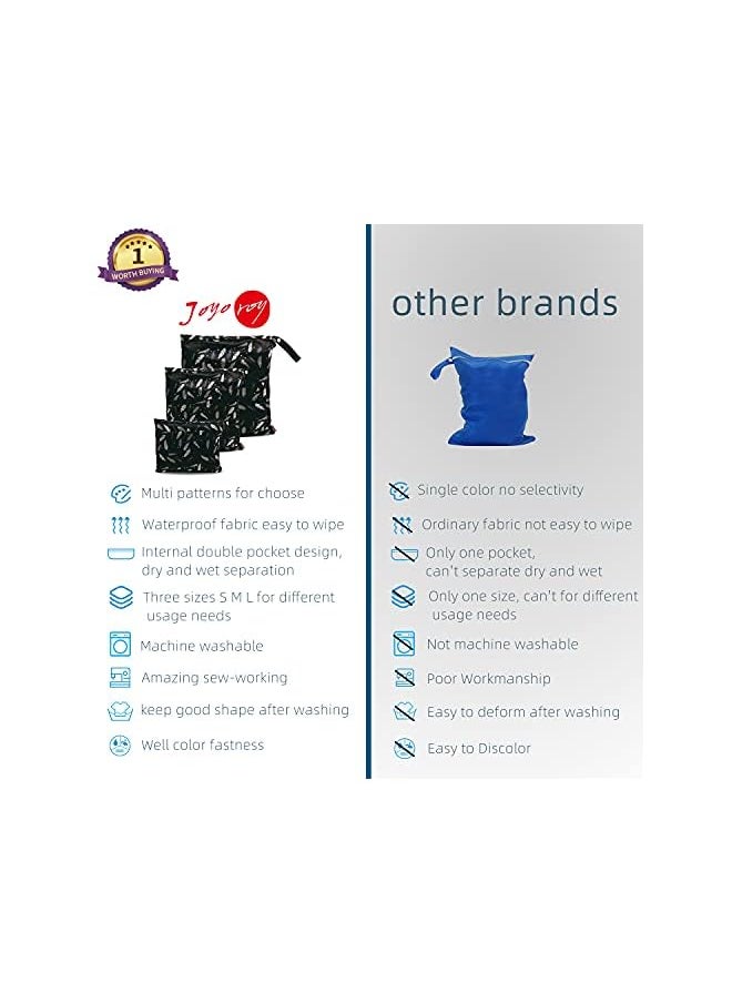 Generic - 3 Packs Wet Dry Bag Wet Bag For Cloth Diapers Wet Bags For Baby Wet Bags Cloth Diaper Wet Bag Wet Bag For Swimsuit Wet Dry Bags For Diaper Bag Baby Wet Bag Cloth Diaper Bag Wet Dry Bags - Image 1