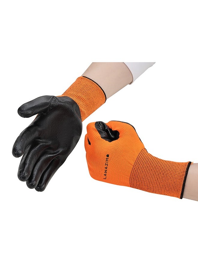 LAWAZIM Cotton Working Gloves -12 Pairs Orange- Protective Non-Slip Rubber Grip with Comfortable Fit Knitted Breathable Fabric - Durable Work Gloves for Gardening Repairs Construction and DIY Projects  - Image 2