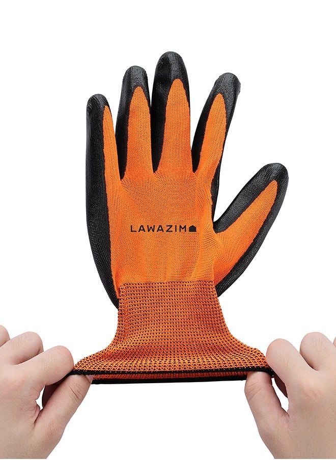 LAWAZIM Cotton Working Gloves -12 Pairs Orange- Protective Non-Slip Rubber Grip with Comfortable Fit Knitted Breathable Fabric - Durable Work Gloves for Gardening Repairs Construction and DIY Projects  - Image 3