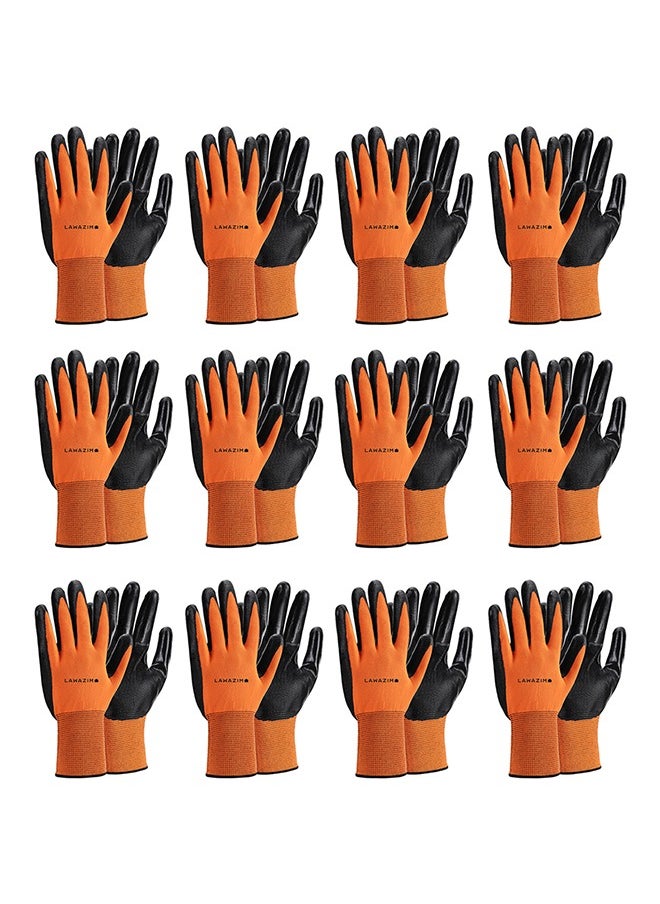 LAWAZIM Cotton Working Gloves -12 Pairs Orange- Protective Non-Slip Rubber Grip with Comfortable Fit Knitted Breathable Fabric - Durable Work Gloves for Gardening Repairs Construction and DIY Projects  - Image 1
