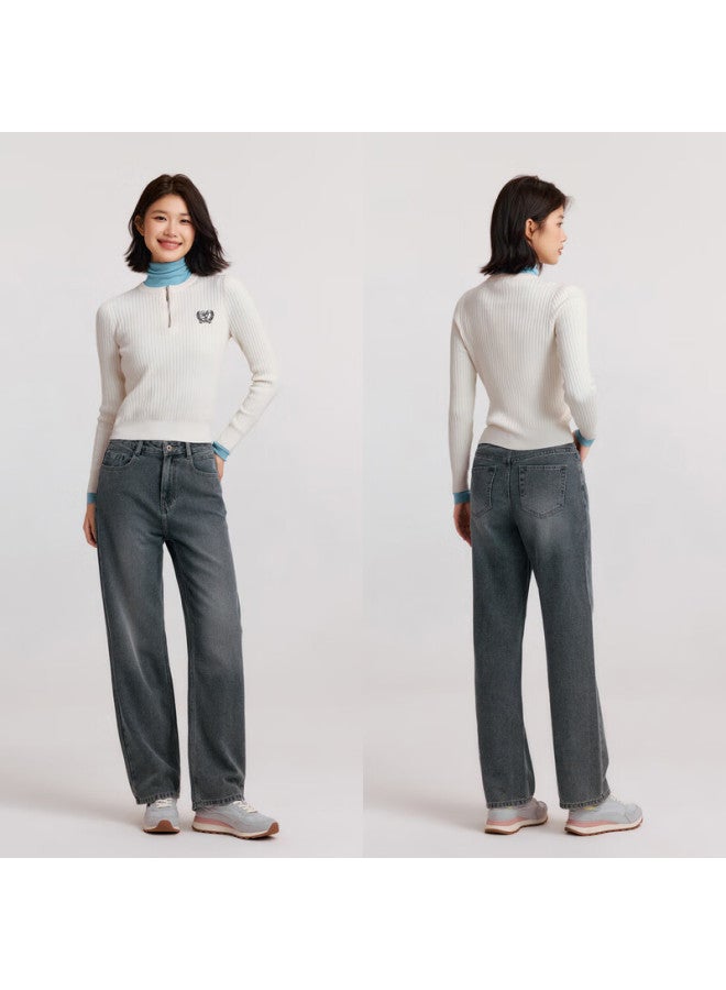 Semir Forest Soft Denim | Mall-matching Wide-leg Jeans For Women With Brushed Fabric Winter Long Pants 103724124001a - Image 3