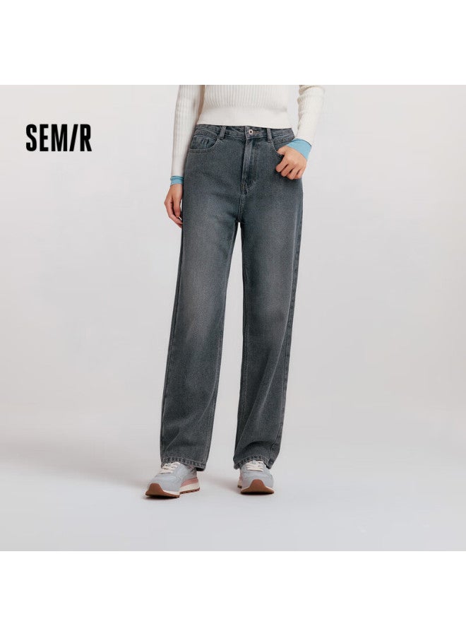 Semir Forest Soft Denim | Mall-matching Wide-leg Jeans For Women With Brushed Fabric Winter Long Pants 103724124001a - Image 1