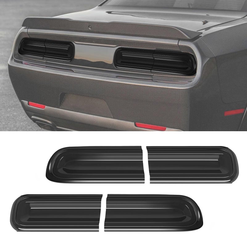 LitMiRaCle Smoked Tail Light Covers Rear Light Guards Trim Exterior Accessories for 20152022 Dodge Challenger 4Pcs