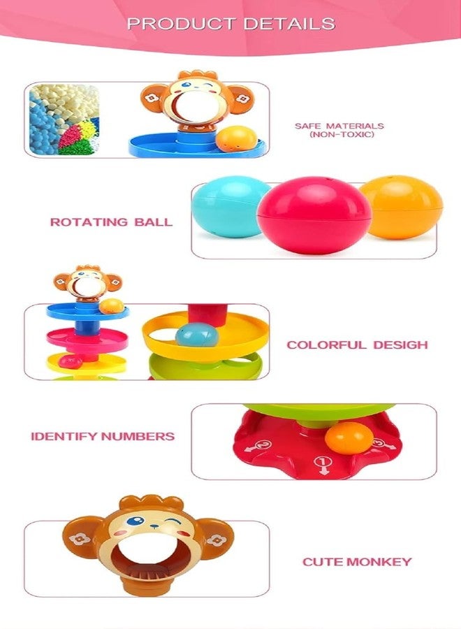 LastN Ball Drop and Roll Swirling Tower for Baby and Toddler Development Educational Toys | Stack, Drop and Go Ball Ramp Toy Set Includes 3 Spinning Acrylic Activity Balls - Multi Color - Image 5