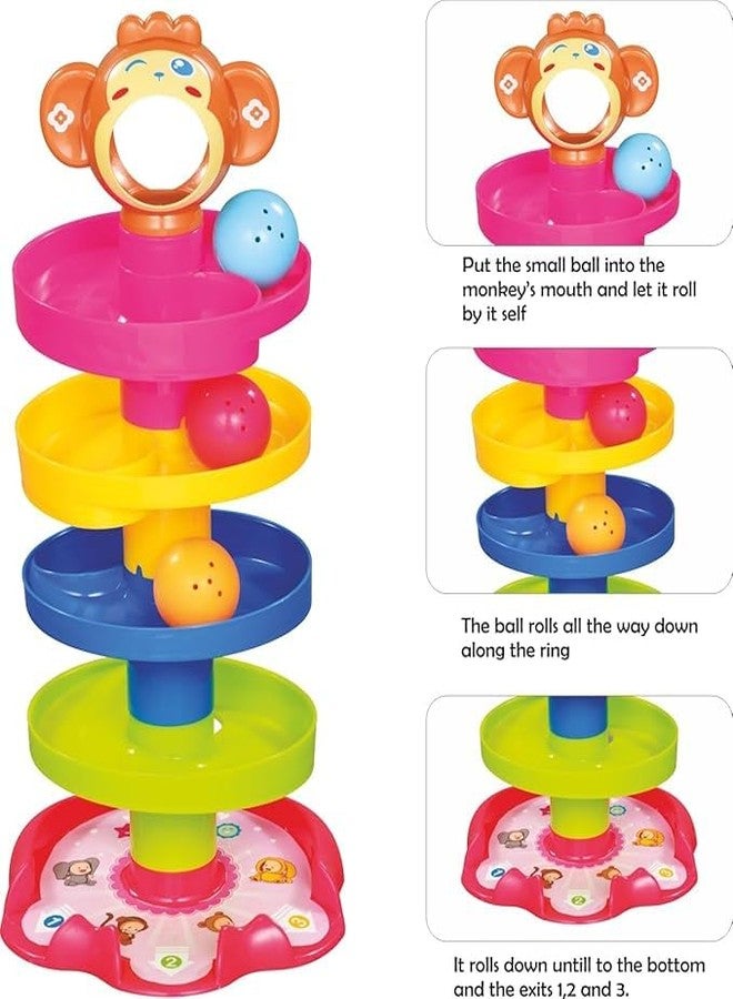 LastN Ball Drop and Roll Swirling Tower for Baby and Toddler Development Educational Toys | Stack, Drop and Go Ball Ramp Toy Set Includes 3 Spinning Acrylic Activity Balls - Multi Color - Image 4