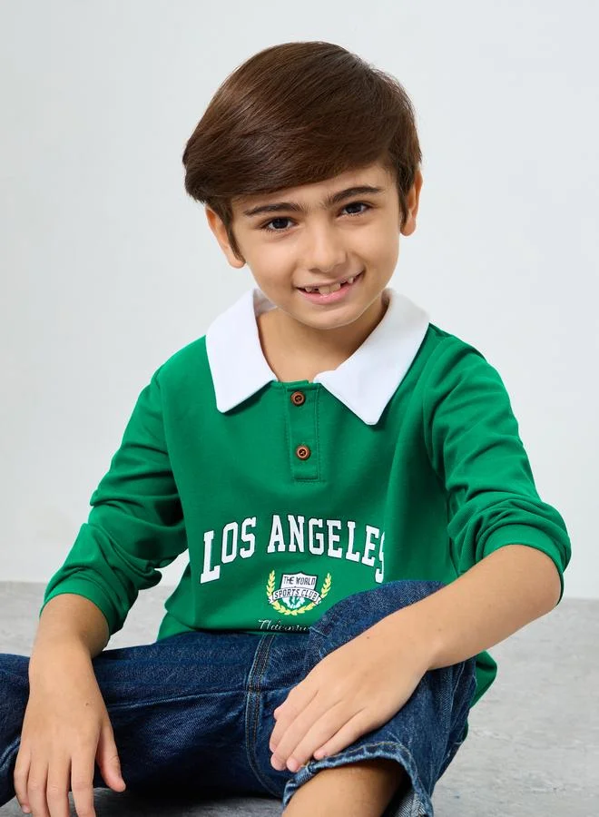 Styli Styli Boys Green Los Angeles Graphic Sweatshirt