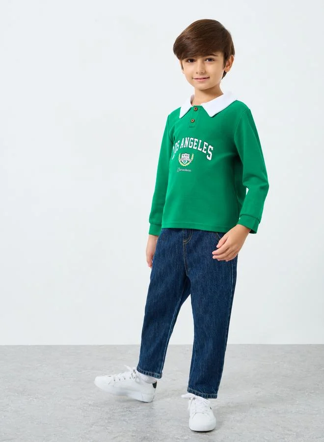 Styli Styli Boys Green Los Angeles Graphic Sweatshirt