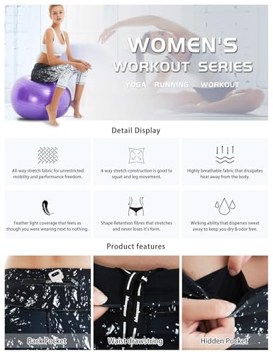 COOLOMG Yoga Pants for Women Capri Running Tights Low Rise Leggings Workout Gym with Hidden Pockets - Image 4