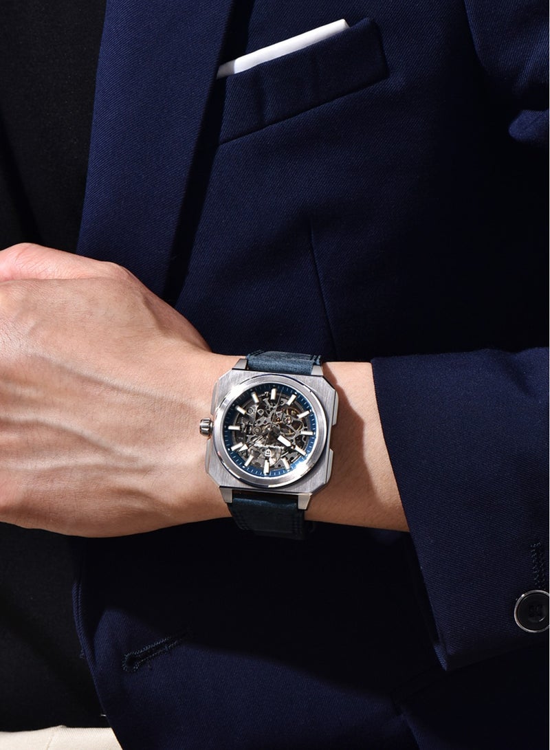 PAGANI DESIGN New Luxury Men's Automatic Mechanical Watches, Stainless Steel Frame With Hollow Dial, PU Leather Strap, Synthetic Sapphire Glass Watch Window, Waterproof, PD1791  - Image 1
