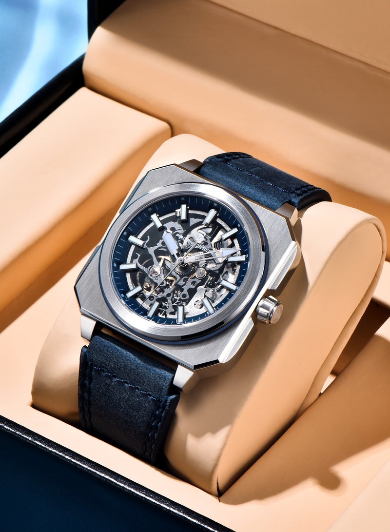 PAGANI DESIGN New Luxury Men's Automatic Mechanical Watches, Stainless Steel Frame With Hollow Dial, PU Leather Strap, Synthetic Sapphire Glass Watch Window, Waterproof, PD1791  - Image 3