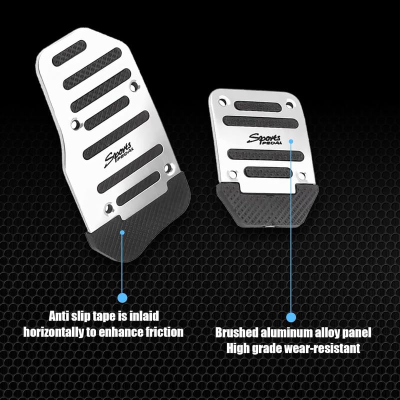 mr.fix Mr Fix؟ 3 قطع وسادة دواسة رياضية مضادة للانزلاق من سبائك الألومنيوم، غطاء دواسة تسريع، فرامل، ودبرياج، مجموعة أغطية بديلة (فضي) متوافقة مع بوليرو - Image 3