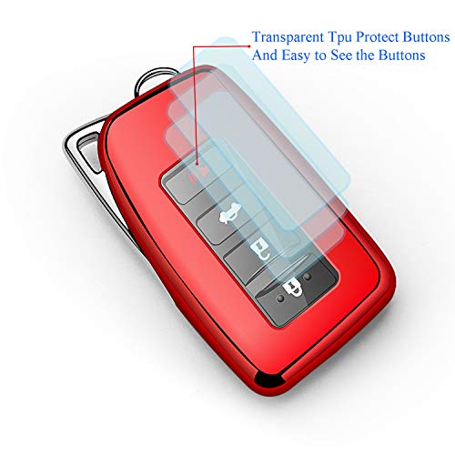 Tukellen for Lexus Key Fob Cover Premium Soft TPU Full Protection Key Shell Key Case Compatible with Lexus ES is GS NX LS RX RC 300h 350 200t 250 300 F 450h 460 600h Smart Keyless Fob Remote Key-Red - Image 4